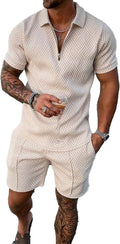 men's 2 piece short set tracksuit for men - lightweight cotton blend