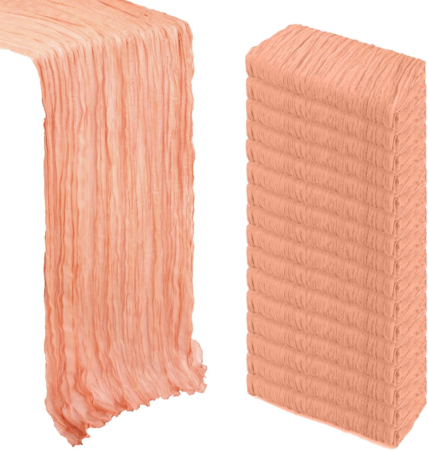 16 Pack Coral Cheesecloth Table Runner for Elegant Decor