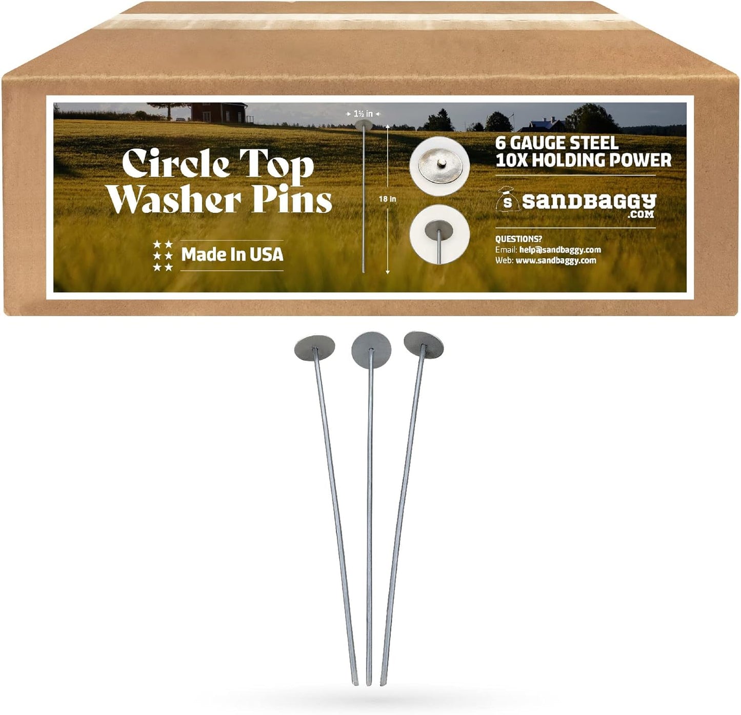 Sandbaggy 18-inch Circle Top Pins for Heavy Duty Landscaping