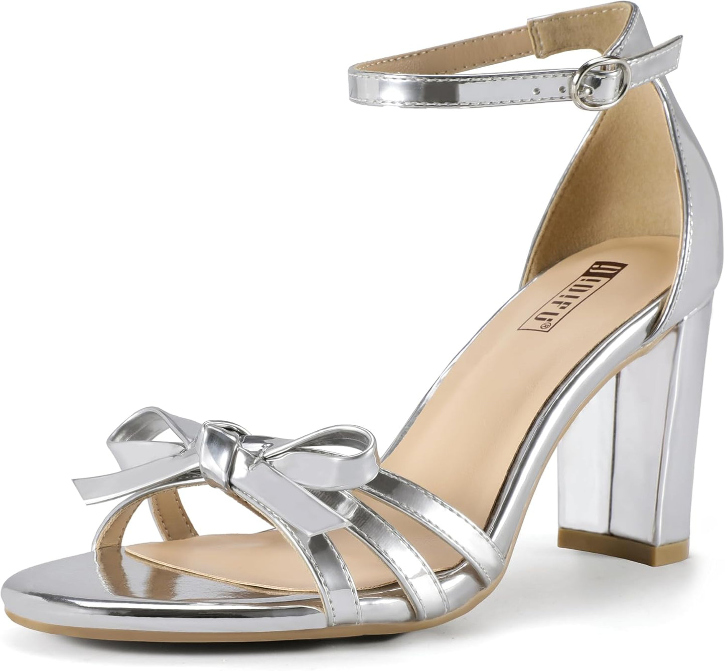 IDIFU Women's Bow Heels Chunky Block Open Toe Sandals for Events