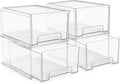 Sorbus Large Clear Stackable Storage Drawers 4-Pack - Smooth Slide