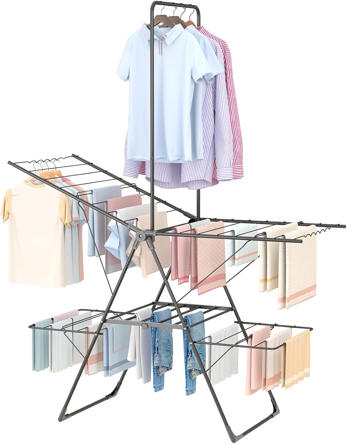Bigzzia Clothes Drying Rack: Foldable, Adjustable, Space Saving