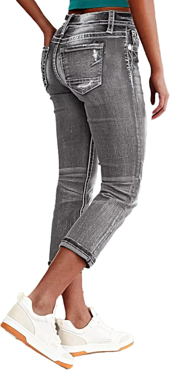 Flamingals Women's Denim Capri Jeans for Effortless Style