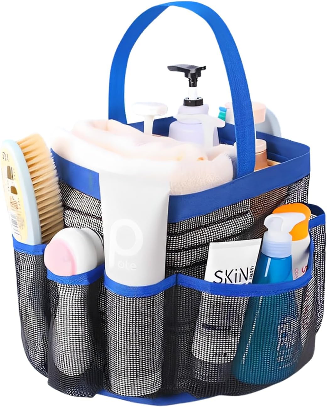 8-Pocket Portable Mesh Shower Caddy - Quick Dry Toiletry Organizer