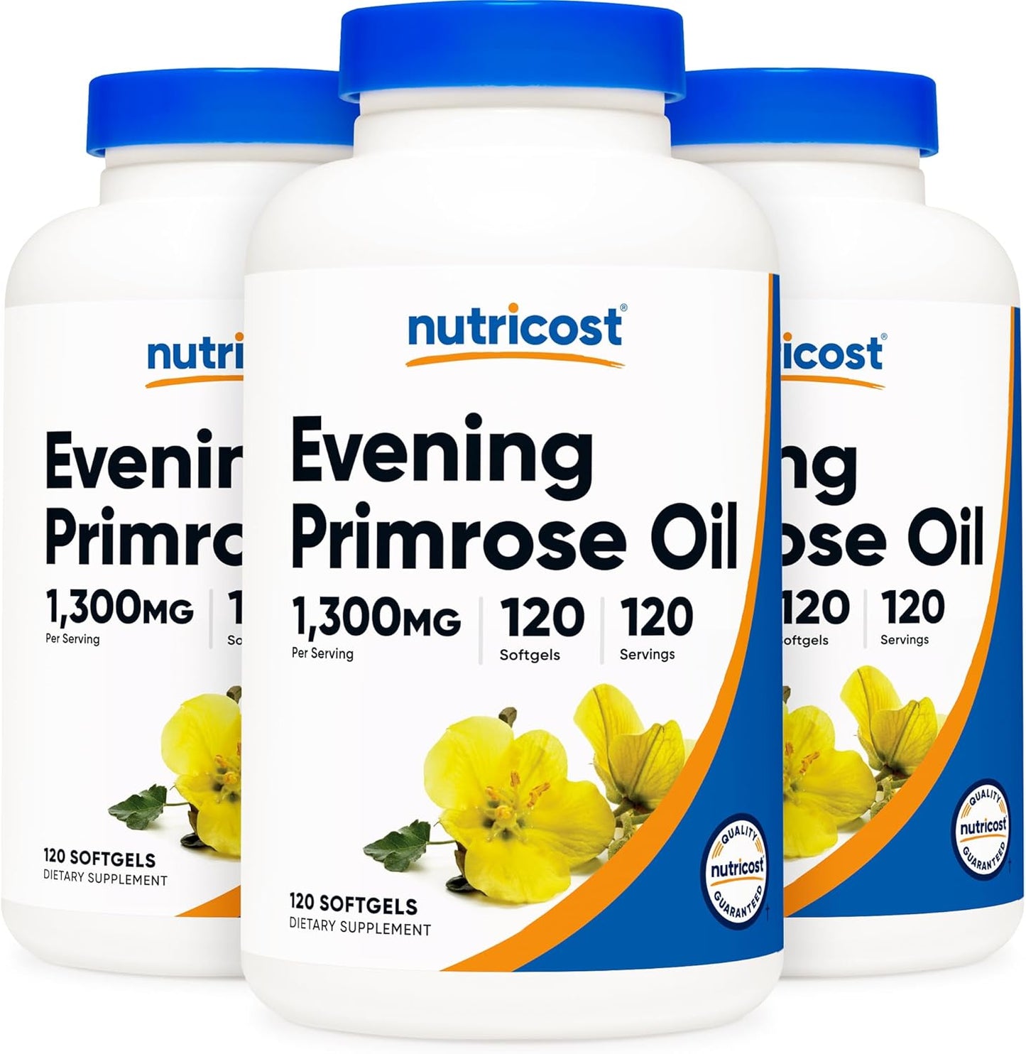 Nutricost Evening Primrose Oil 1,300mg Softgels - 3 Bottles