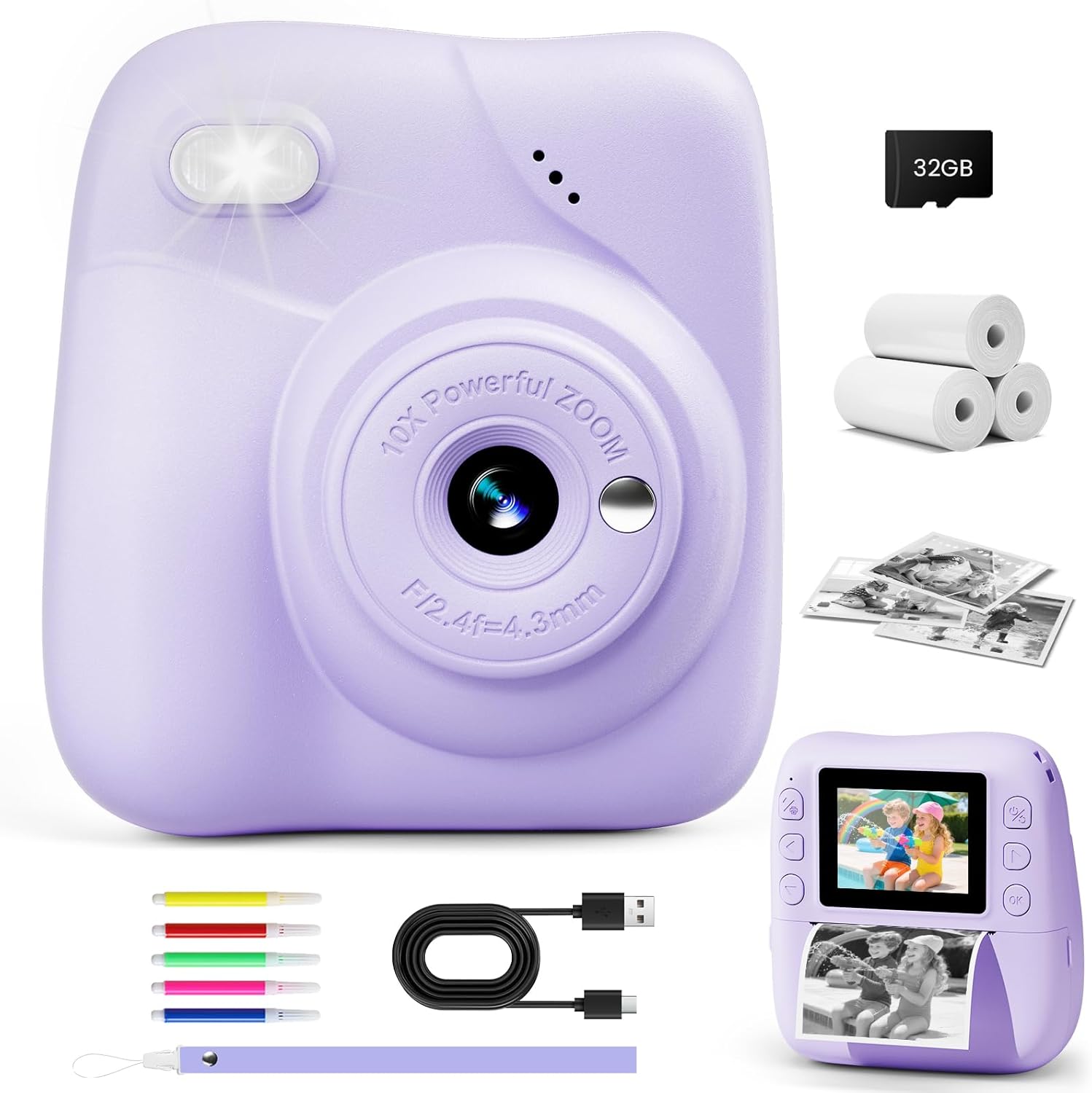 Kids Instant Print Camera with 1080P HD Video for Ages 3-12