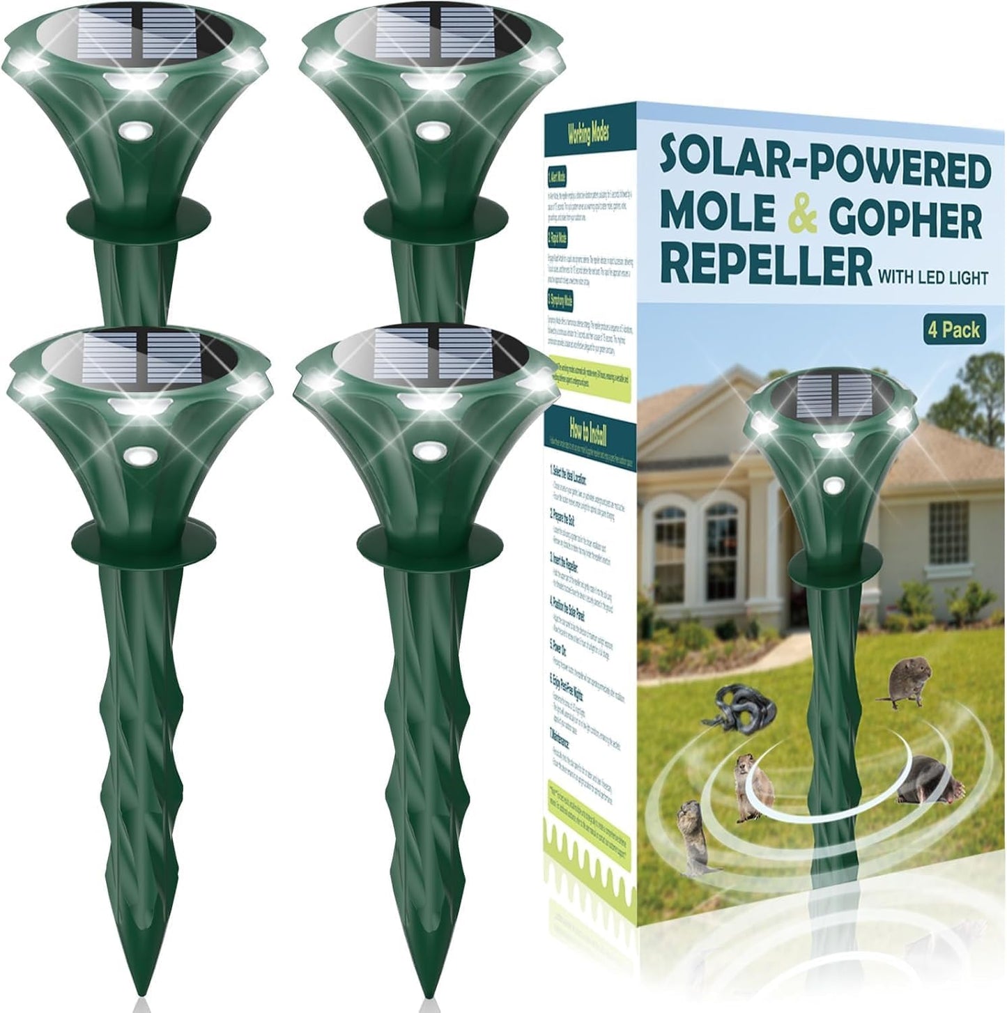 Solar Mole Repellent Sonic Spikes for Effective Pest Control