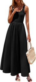 PRETTYGARDEN Womens Summer Scoop Neck Sleeveless Maxi Dress