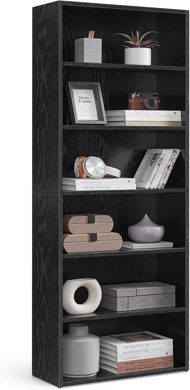 VASAGLE CUSTOS 6-Tier Bookcase for Stylish Open Storage