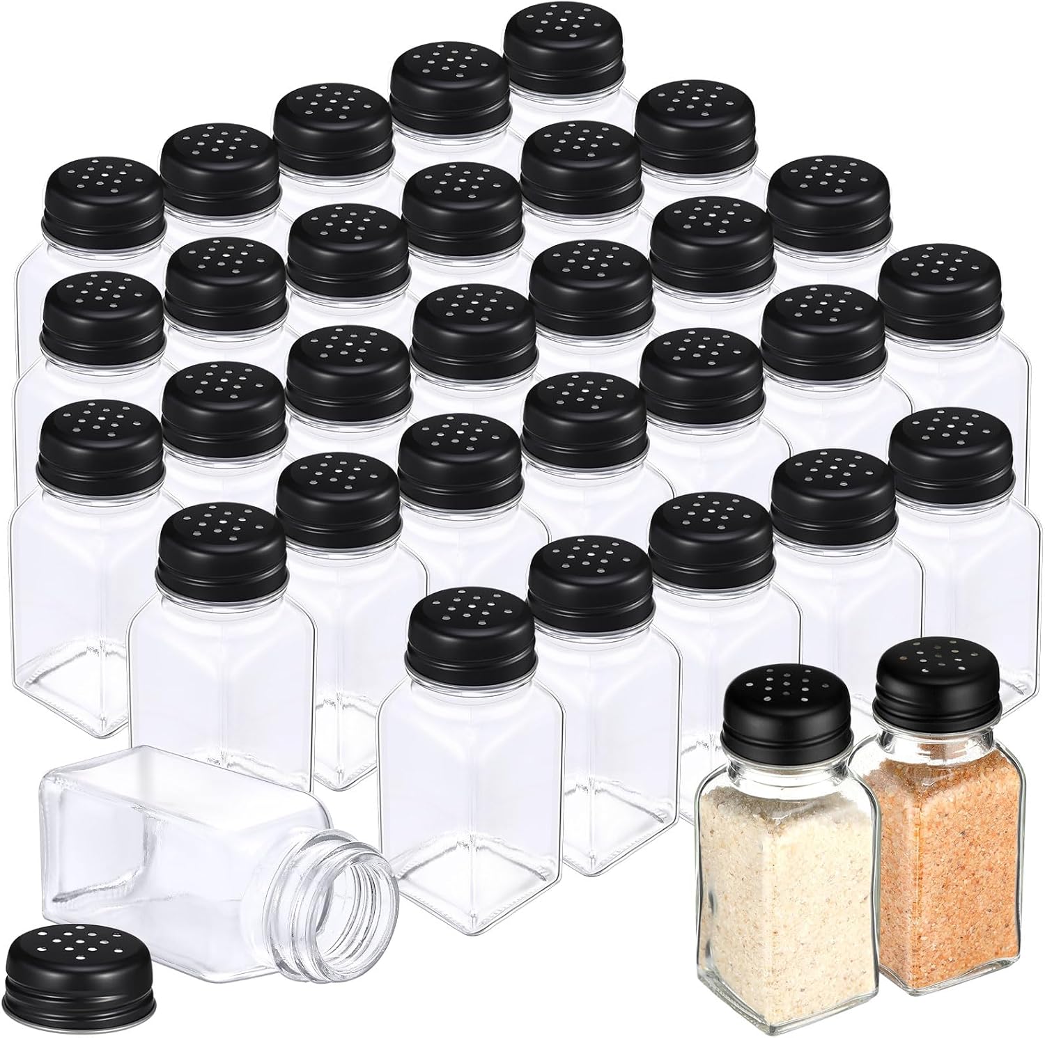 Bokon 48 Pack Glass Salt Shakers for Kitchen and Events