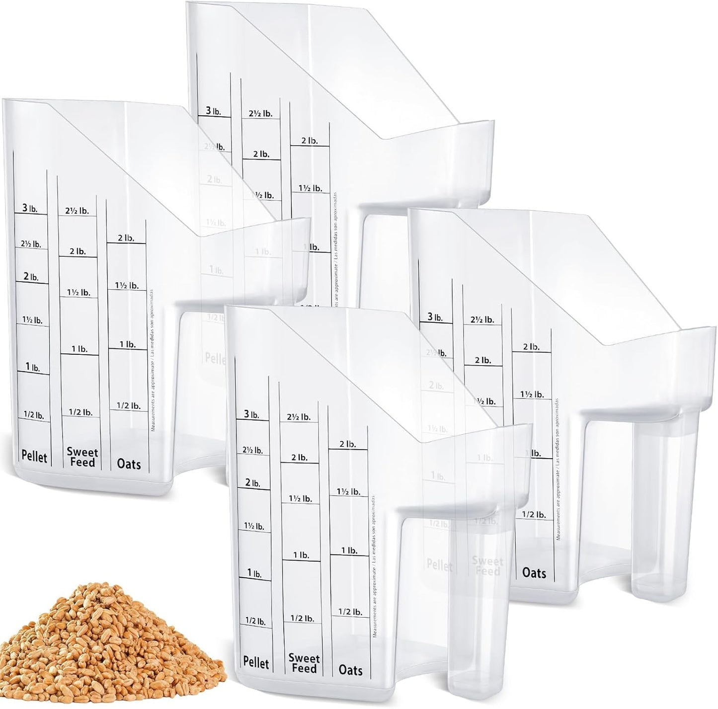 Uiifan 4 Pcs Feed Scoop for Horse Goat Sheep Cattle Feeding