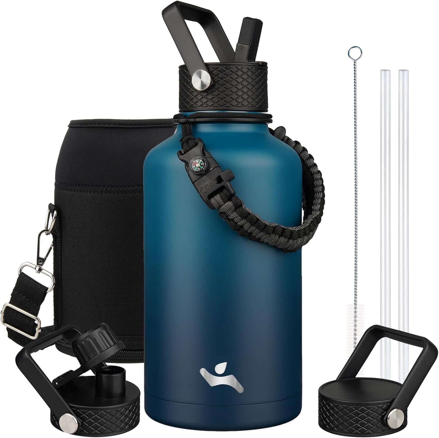 Half Gallon Insulated Water Bottle with Straw for Hydration
