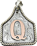 Cow Tag Necklace for Women - Custom Copper Initial Pendant (Large