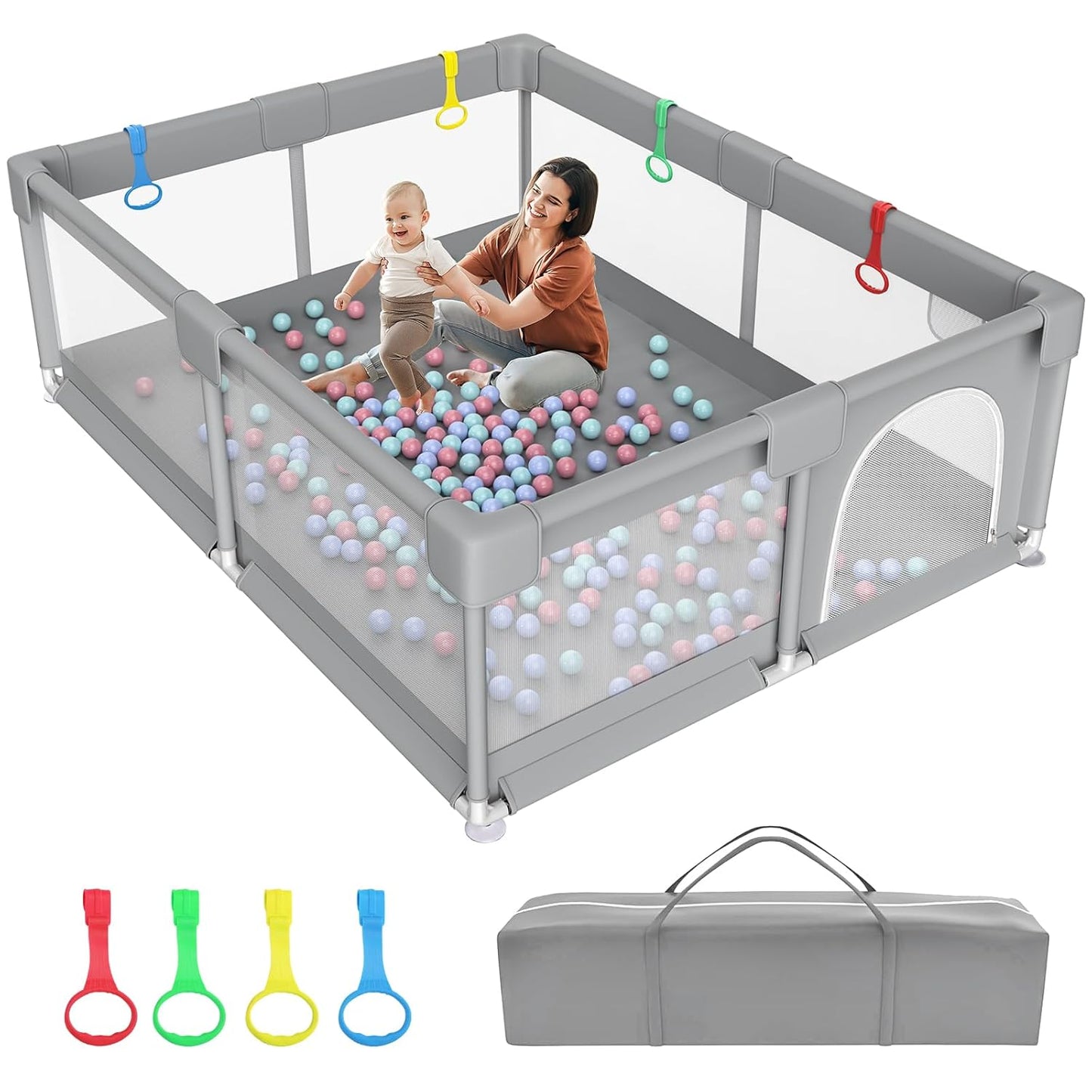 Spacious Gap-Free Baby Playpen: Climb-Proof & Zippered Door
