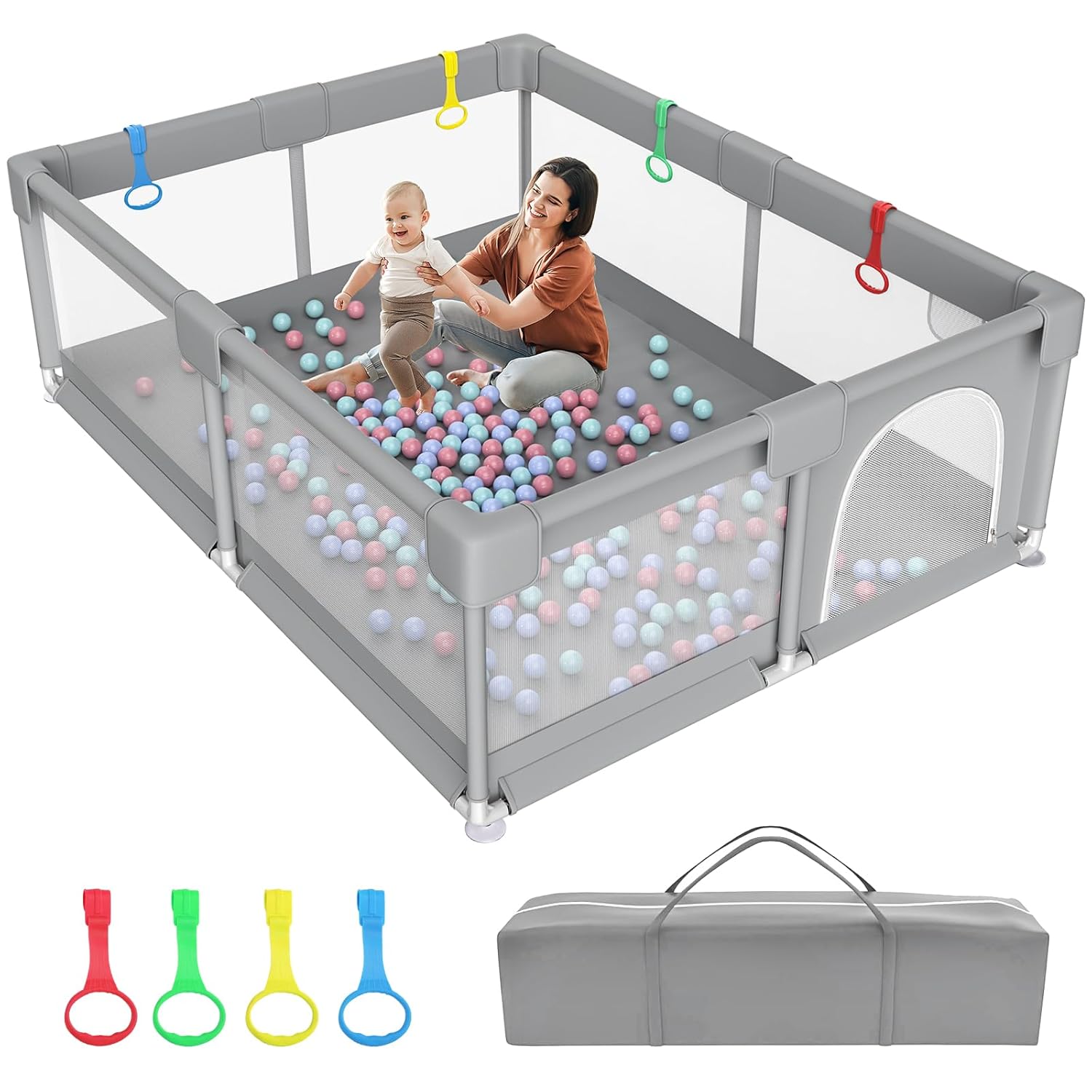 Spacious Gap-Free Baby Playpen: Climb-Proof & Zippered Door