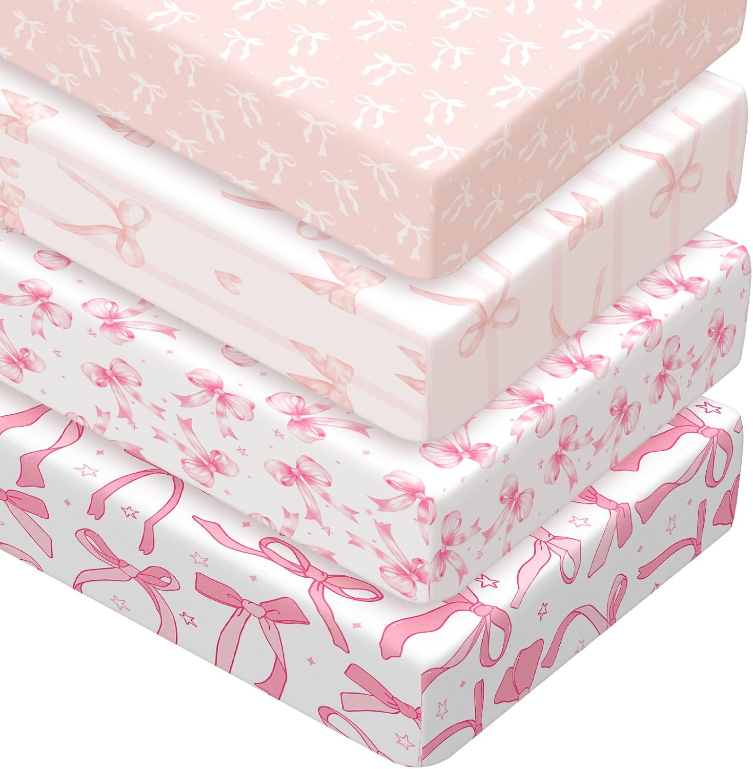Peryiter 4 Pack Crib Sheets for Girls - Soft Baby Bed Set