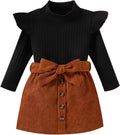 Toddler Baby Girl Fall Winter Clothes Ruffle Shirt Skirt Set
