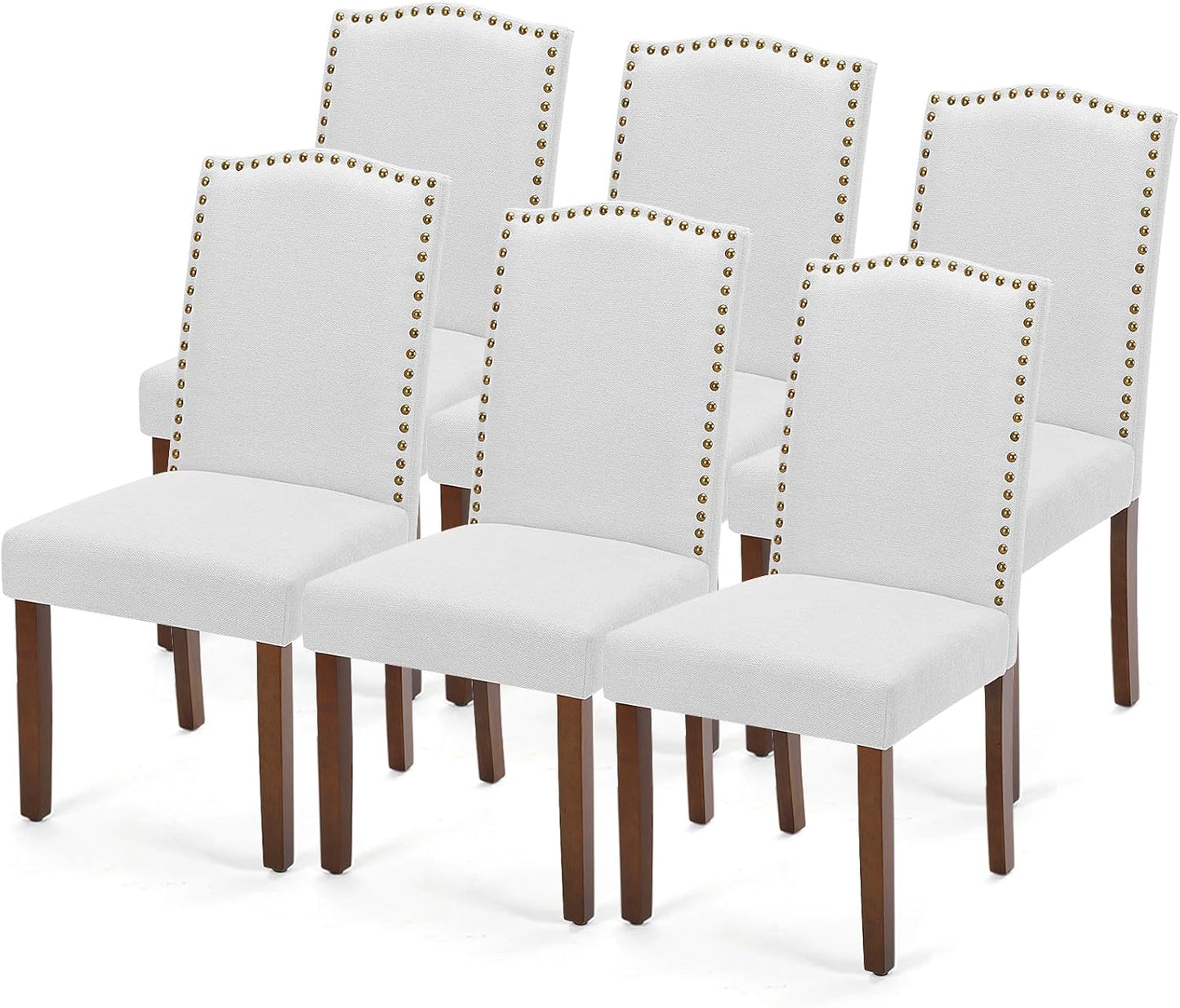 DUMOS Upholstered Dining Chairs Set of 6 Modern Light Grey
