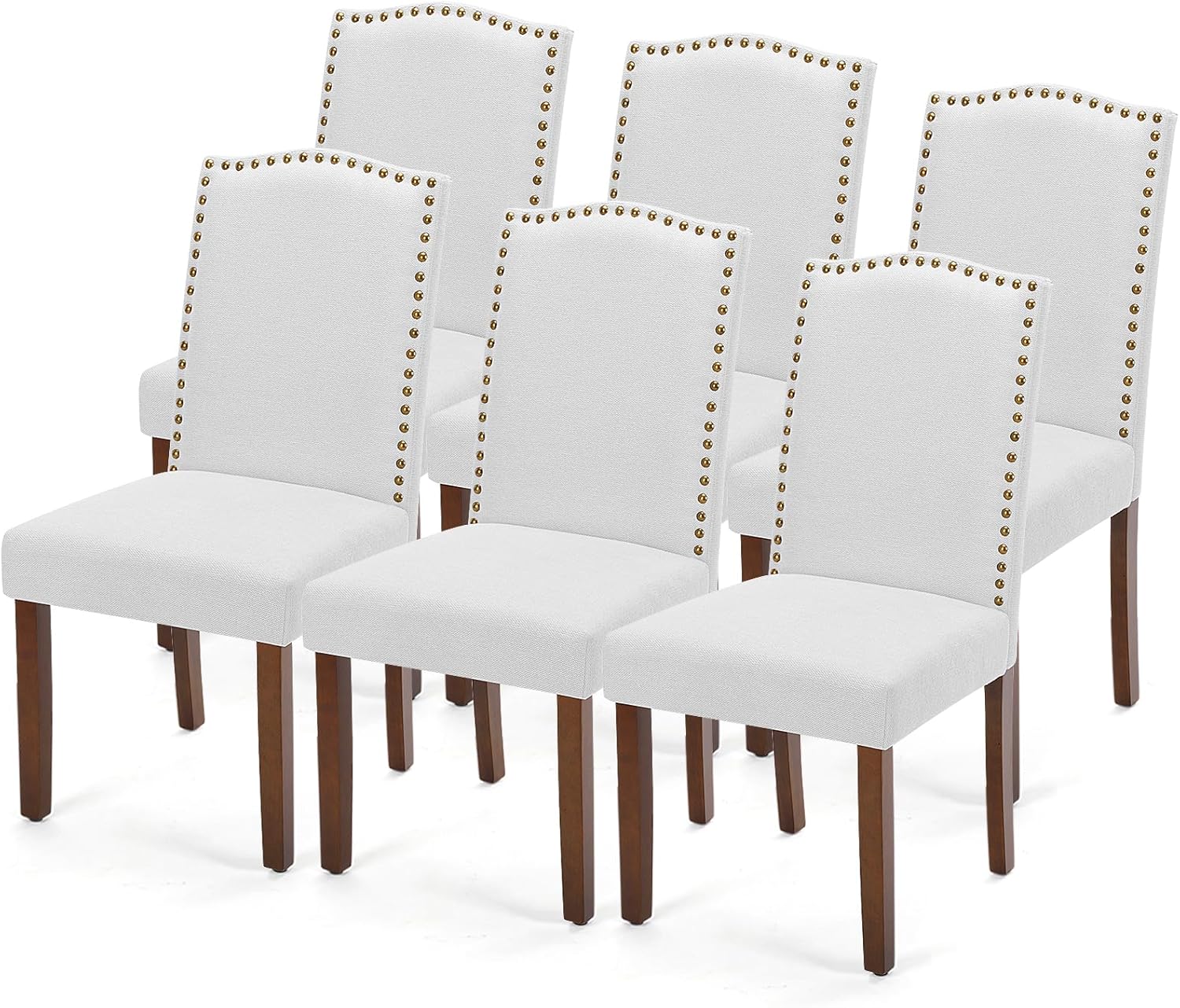 DUMOS Upholstered Dining Chairs Set of 6 Modern Light Grey
