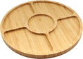 BambooMN Natural 12 in Bamboo Round 5 Compartment Serving Tray - Party