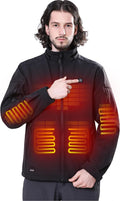 DEWBU Soft Shell Heated Jacket for Men - 5-Zone 12V Heated Coat
