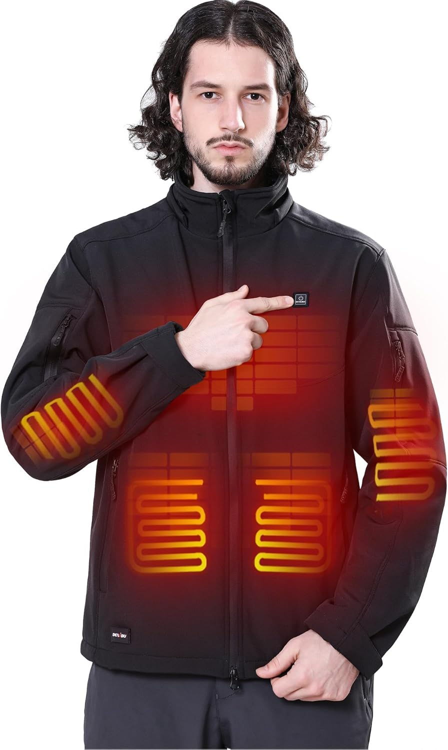 DEWBU Soft Shell Heated Jacket for Men with 12V Battery Pack