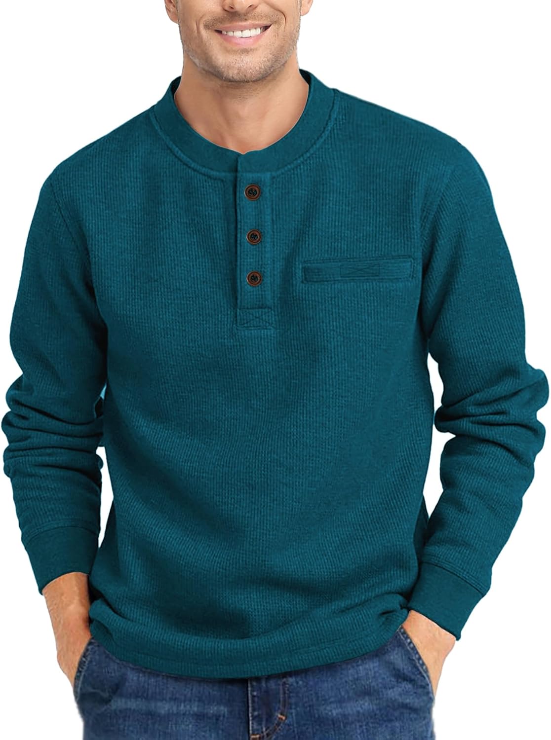 ZITY Long Sleeve Henley Shirts for Men Casual Thermal Fashion