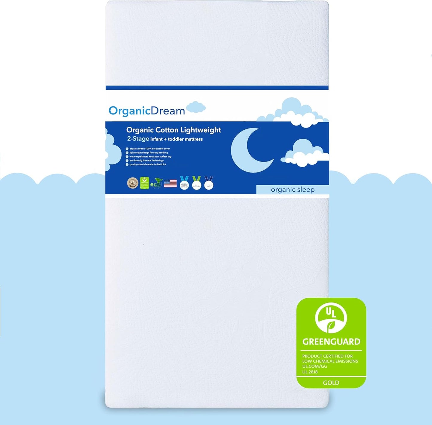Organic Dream Crib Mattress - 100% Breathable & Hypoallergenic