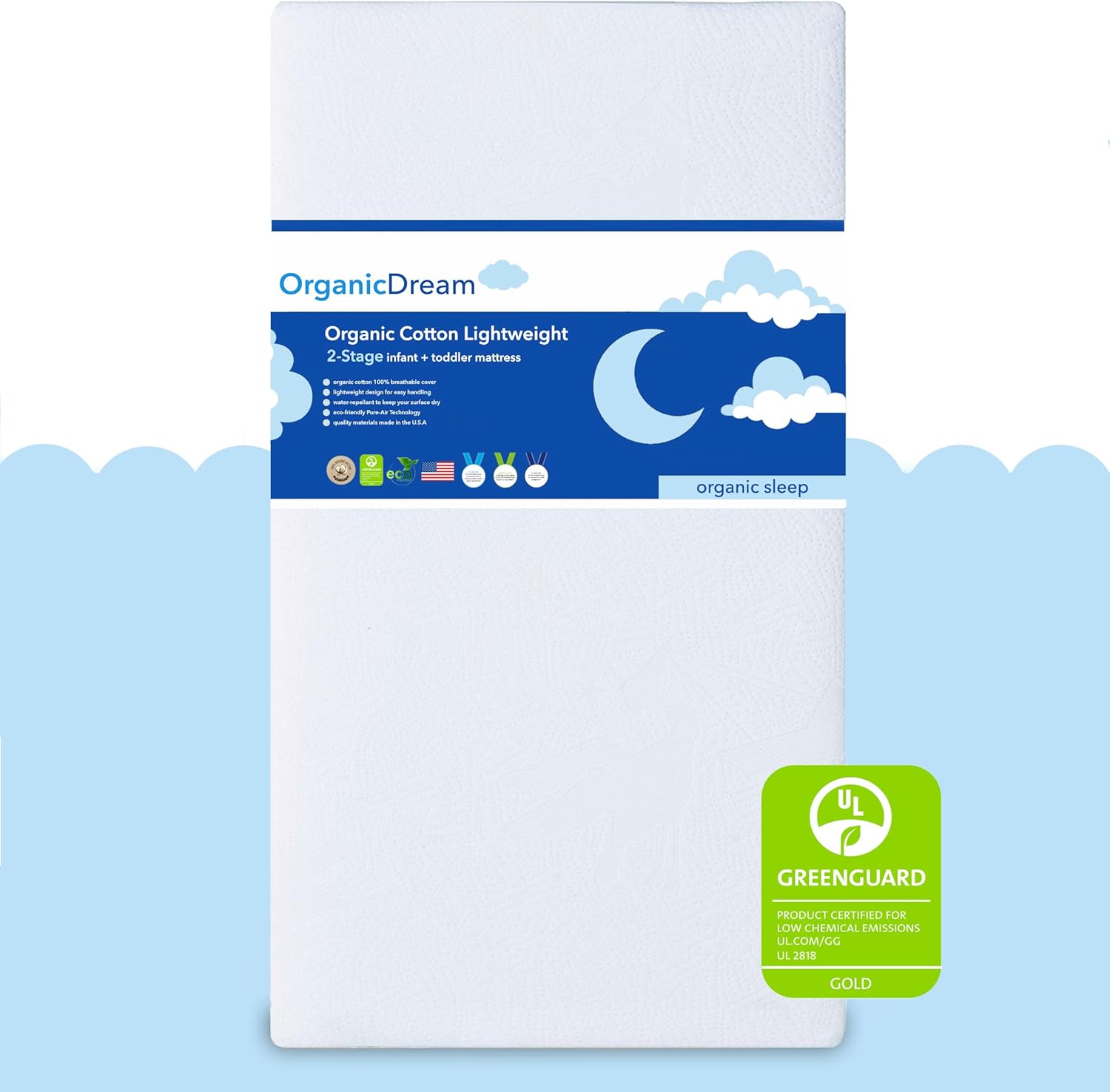 Organic Dream Crib Mattress - 100% Breathable & Hypoallergenic