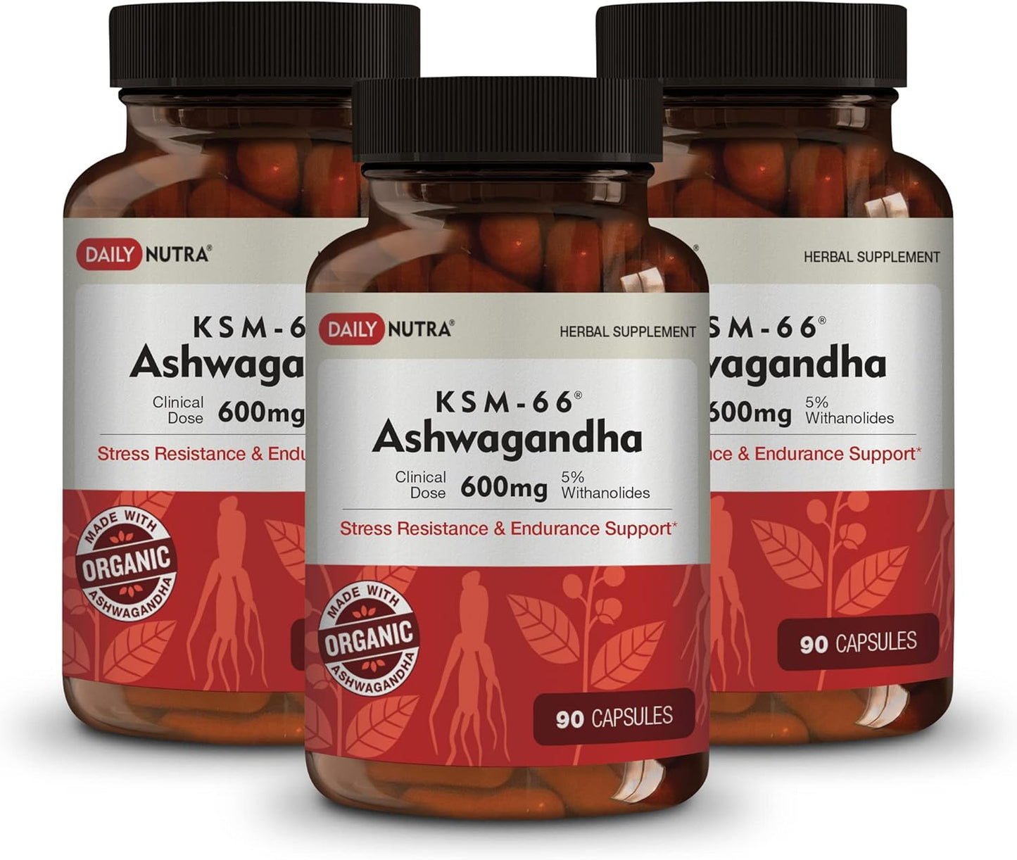 KSM-66 Ashwagandha 600mg Organic Root Extract for Relaxation