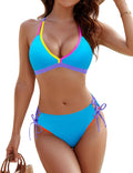 Blooming Jelly Women's Color Block Bikini Set - Triangle String