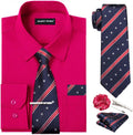 Barry.Wang Solid Colors Mens Dress Shirt and Tie Set for All Occasions
