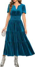 Vintage Velvet Maxi Dress - Flattering Tiered A-Line for Fall