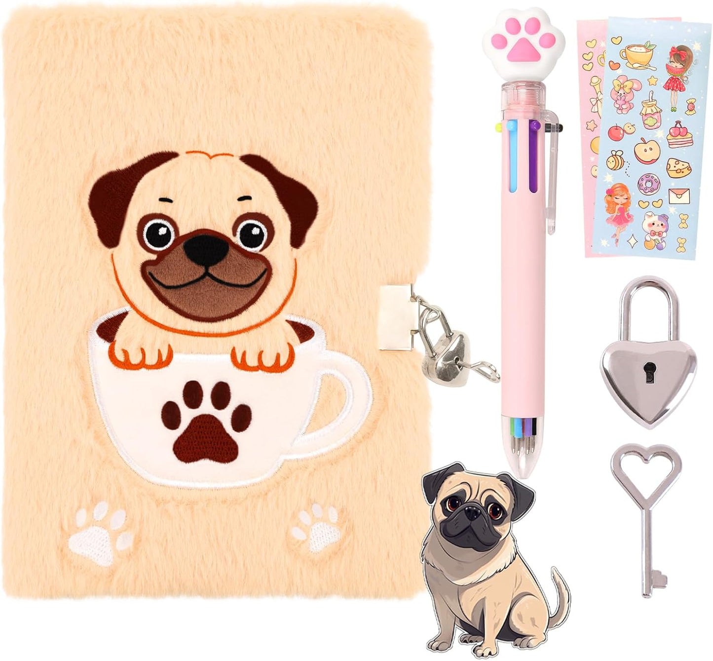 Lockable Frenchie Diary Gift Set - Secret Journal & Pen