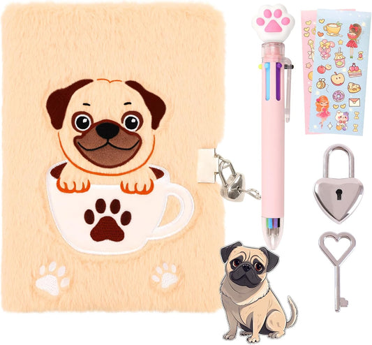 Lockable Frenchie Diary Gift Set - Secret Journal & Pen