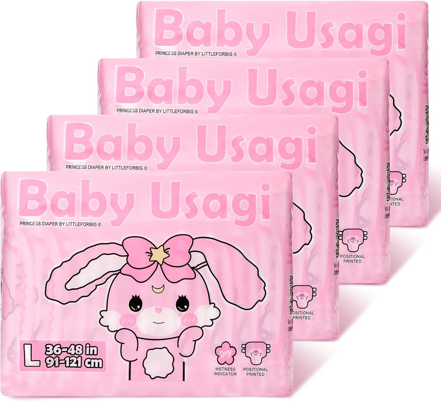 Littleforbig Adult Diaper 40 Pieces - Baby Usagi Print for Ultimate Comfort!