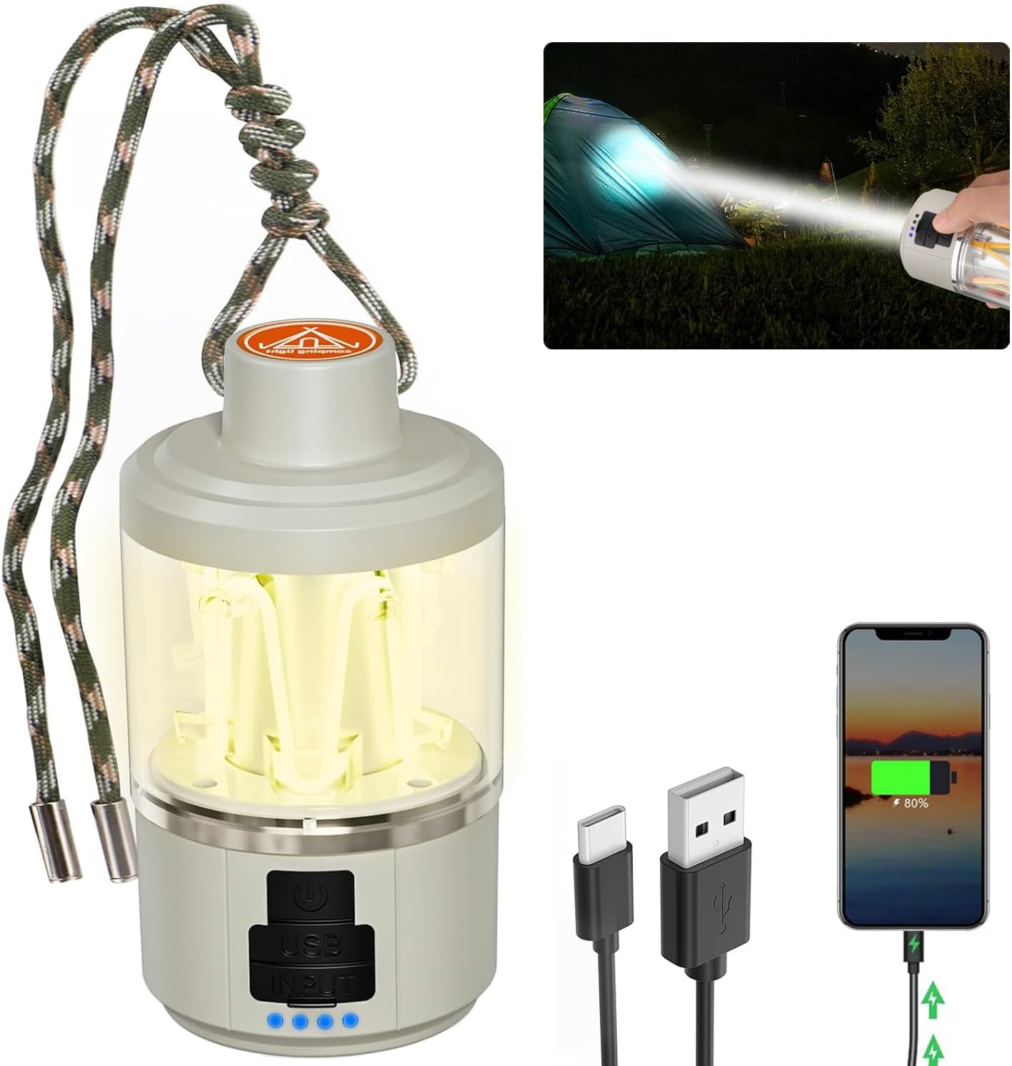 ATDOALL Rechargeable LED Lantern: Dimmable & Portable