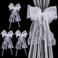 Luxurious White Bow Curtain Tiebacks - Set of 4
