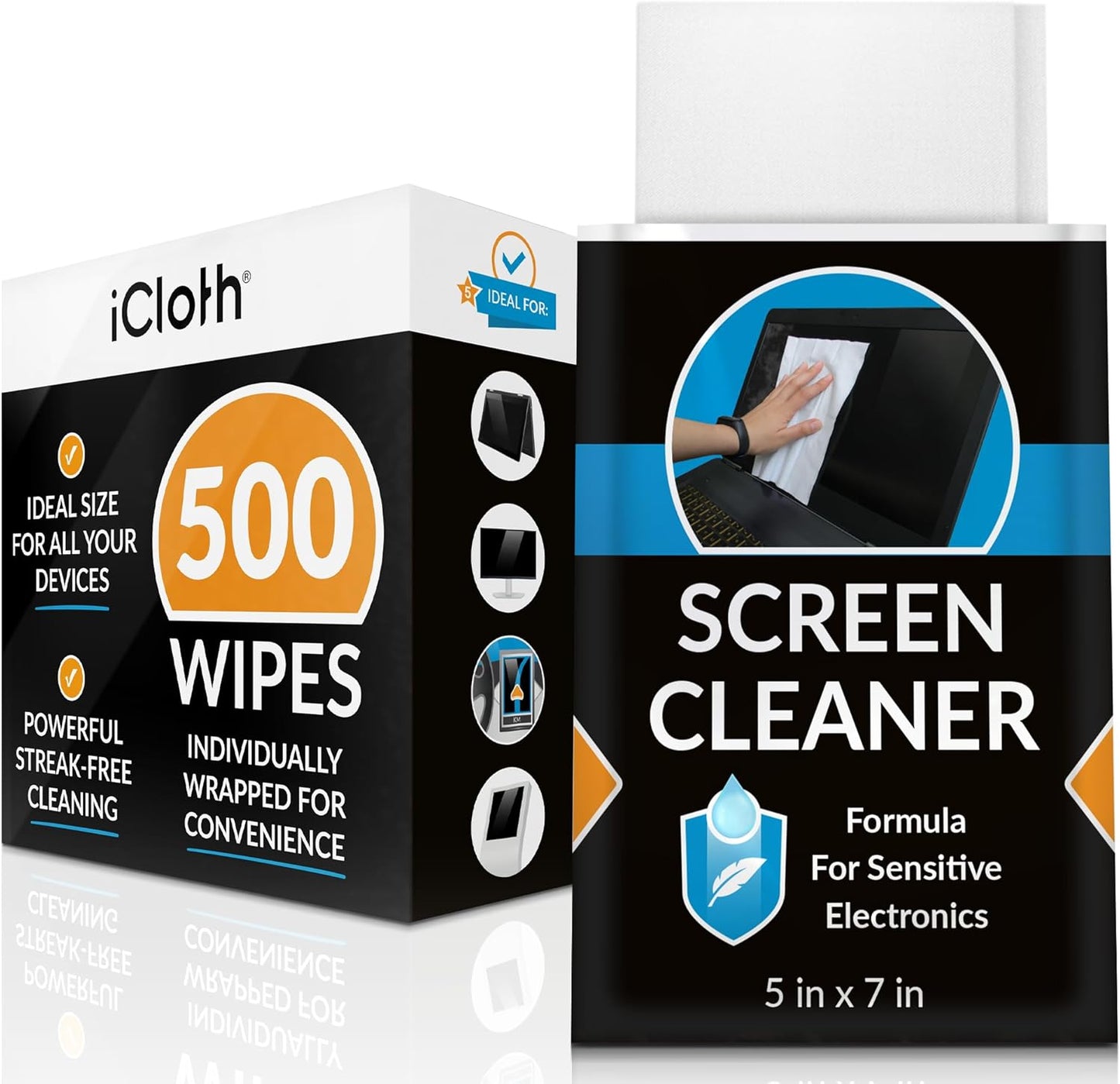 iCloth Large Screen Cleaning Wipes for Electronics - 500 Count