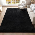 ISEAU Area Rug 8x10 ft Shaggy Black Rug - Ultra Soft for Living Room