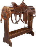 Large Wood Saddle Rack with Curved Top Surface - Walnut display stand