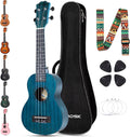 Concert Blue Ukulele 23in for Beginner Adults - Complete Starter Kit