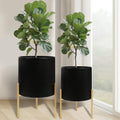 ARNIS Modern Plant Pots Set of 2 - Large Round Planters with Stand