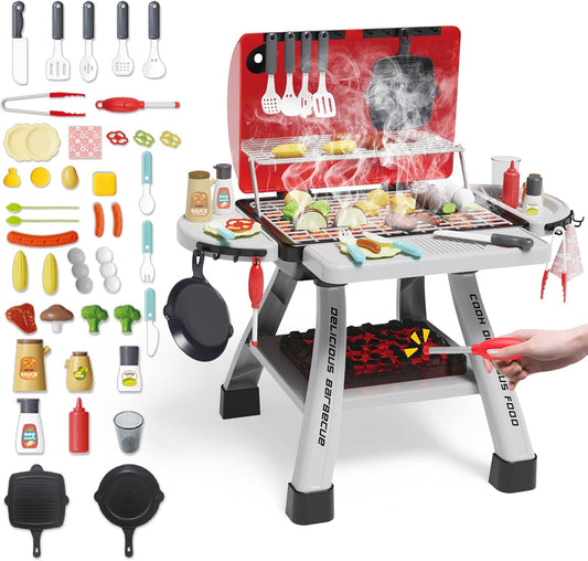 deAO Kids BBQ Grill Set - Realistic Smoke & Light for Imaginative Cooking