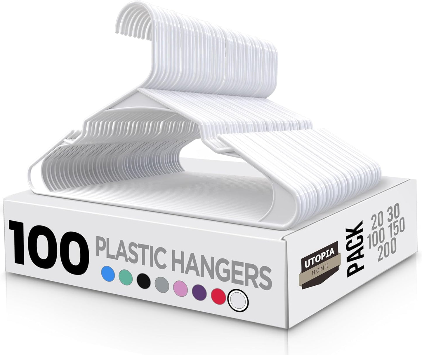 Utopia Home Plastic Hangers 100 Pack for Closet Organization