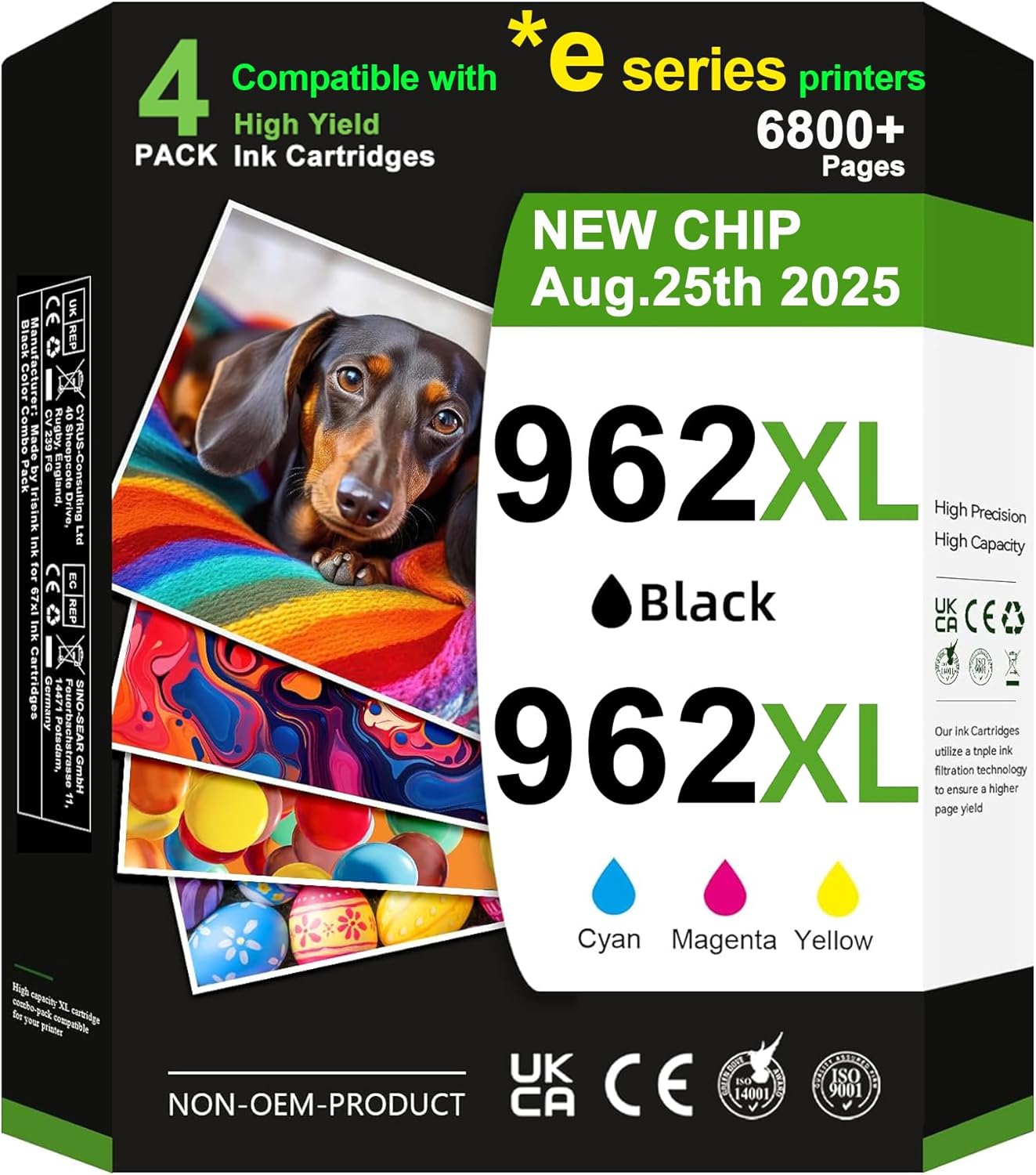 Replacement 962XL Ink Cartridges for HP Printers - 4 Pack