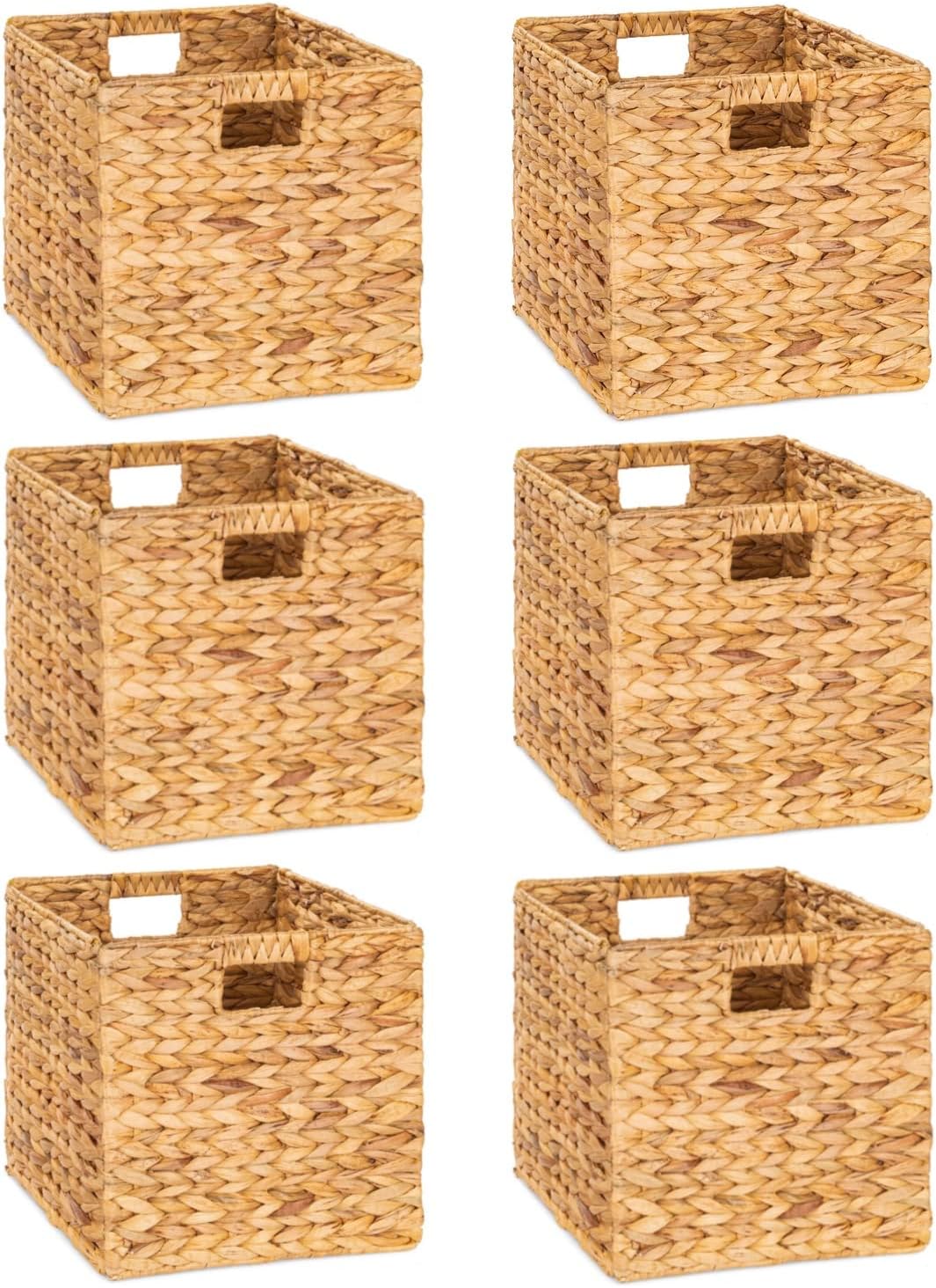 12x12in Water Hyacinth Storage Baskets for Home Organization