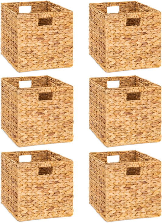 12x12in Water Hyacinth Storage Baskets for Home Organization