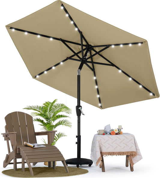 MASTERCANOPY Patio Umbrella with Solar LED Lights for Shade