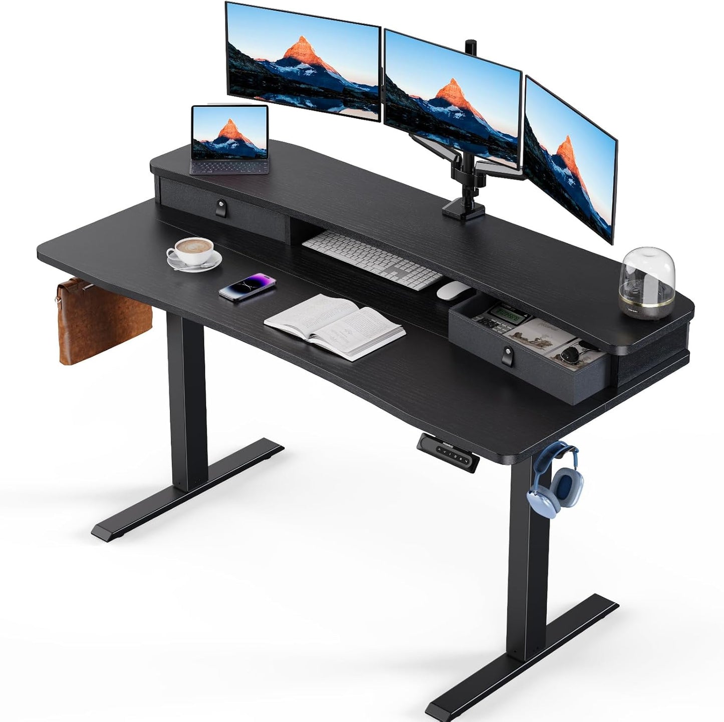HUANUO Electric Standing Desk: Height Adjustable with 2 Drawers